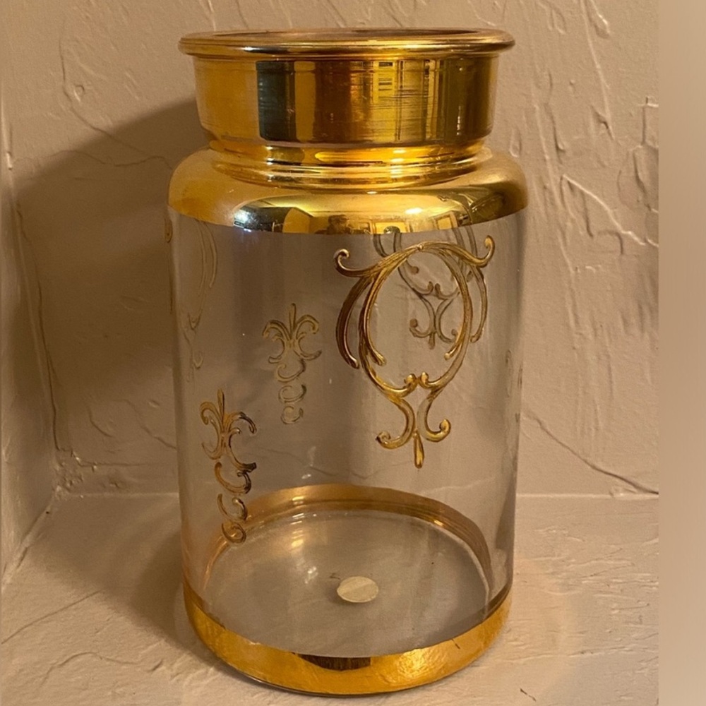 Vintage Glass Container Gold Design Made in Austria